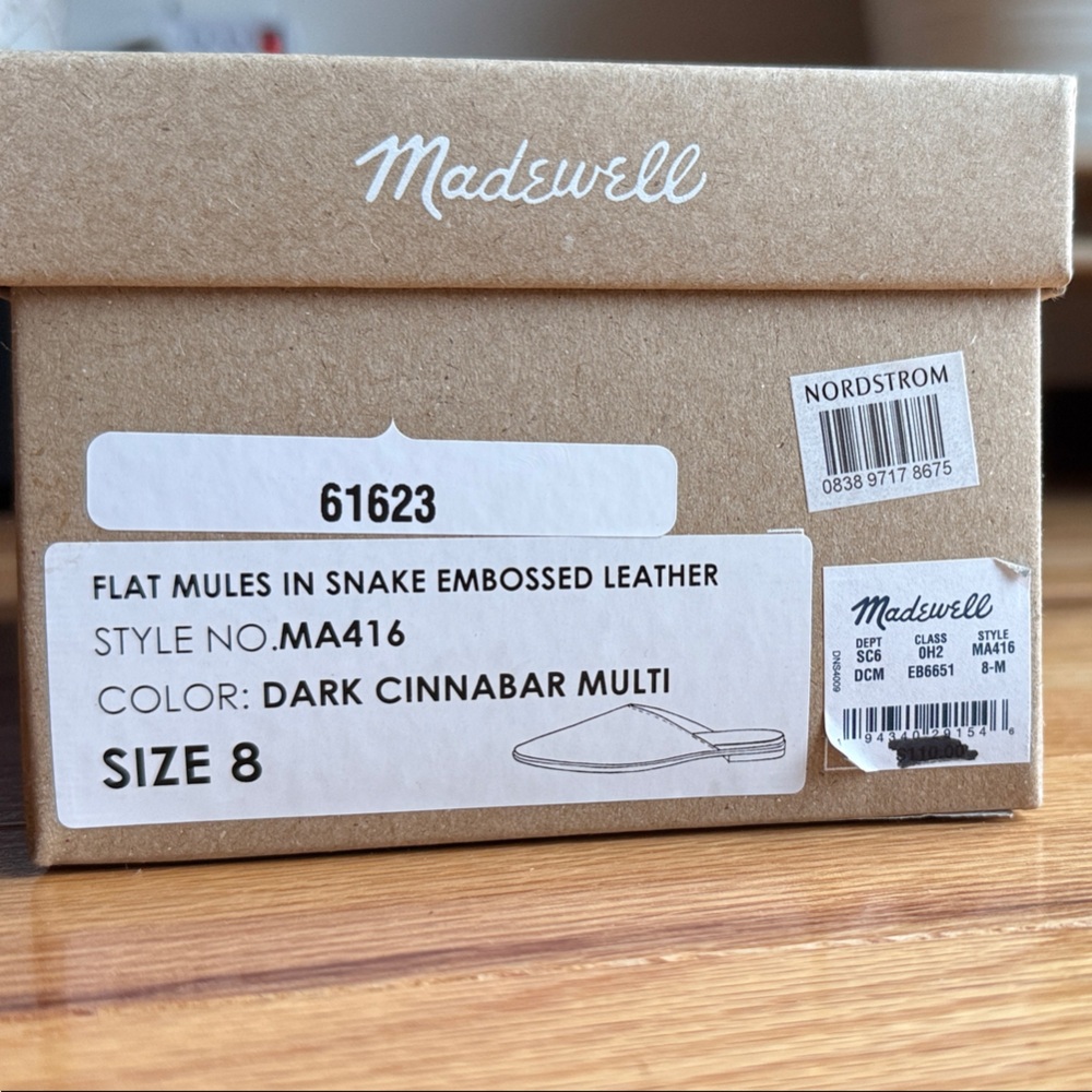 NWT Madewell Brown Snake Print Mules - Picture 2 of 5